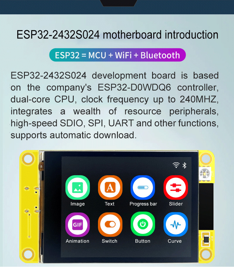 ESP32-2432S024C capacitive touch IPS display module supports WiFi and Bluetooth