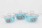 6pcs Nonstick Soup Pot Flower Coating Deep Casserole Pan