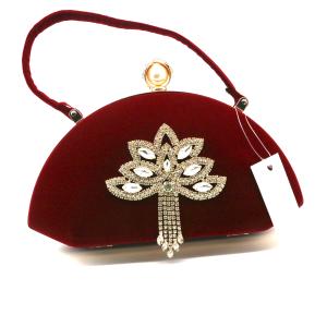 China Dinner Evening Clutch Handbag Red Fluff Fabrics Inlaid Diamond Stream Soviet wholesale