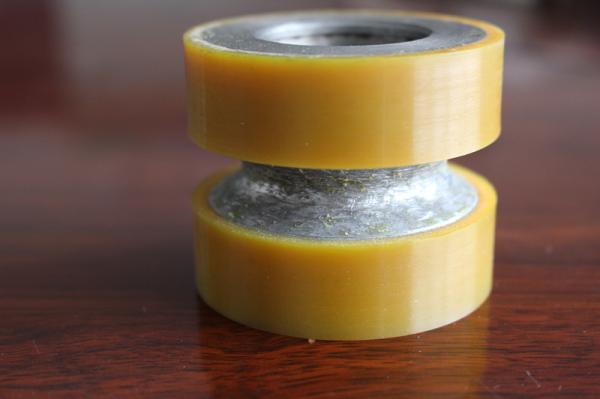 Yellow High Density Polyurethane Wheels Heavy Duty Coating Rollers Wheels