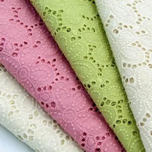 China Sustainable Cotton Eyelet Trim Embroidered Mesh Lace Fabric 130cm wholesale
