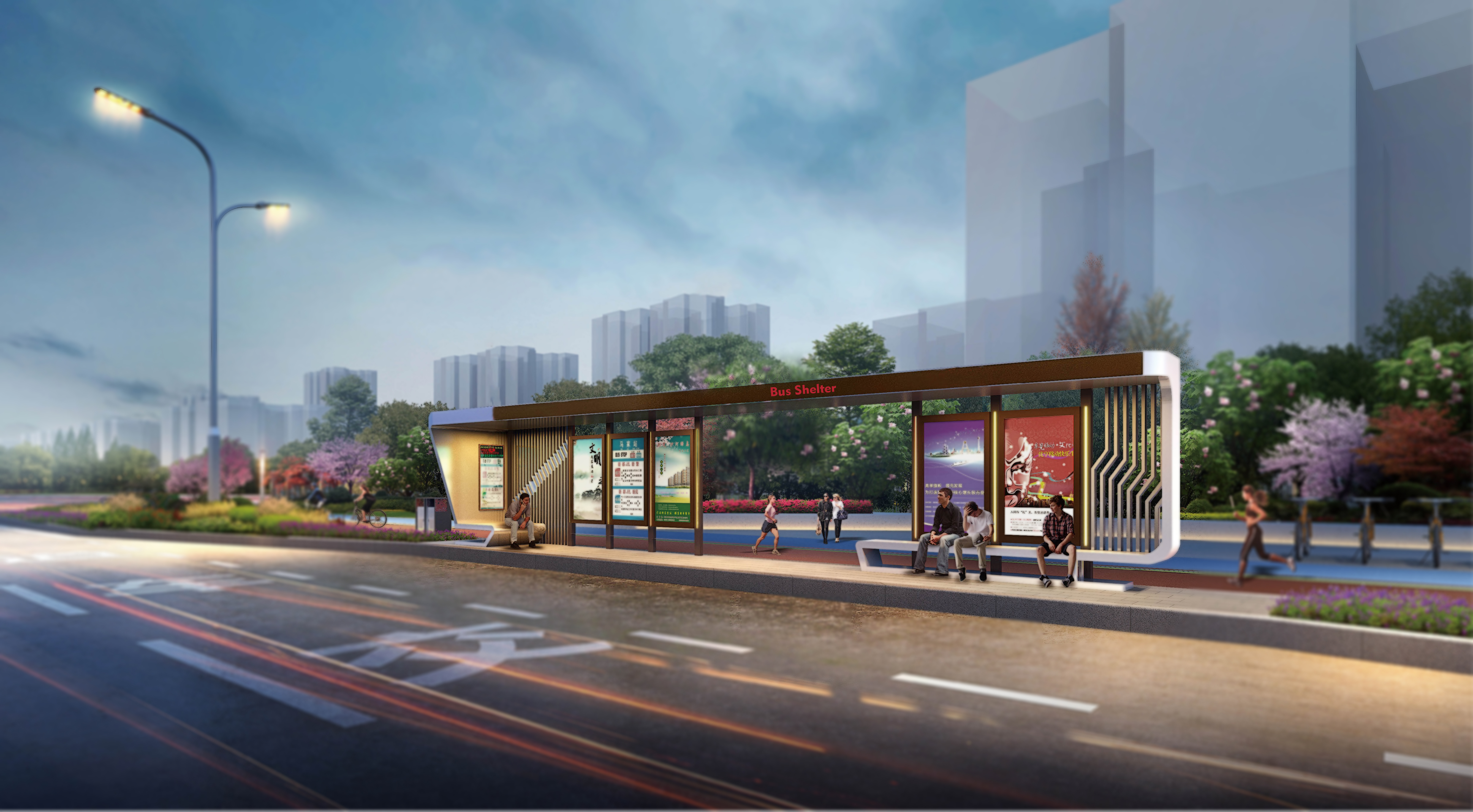 10mm Tempered Glass 110v Bus Stop Waiting Shed