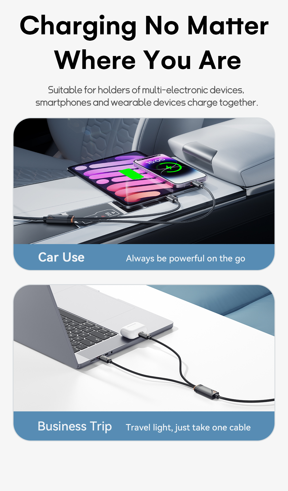 ESSAGER ES-X66 2 in 1 Cable USB C to Type C Lighting Data Charging Cable