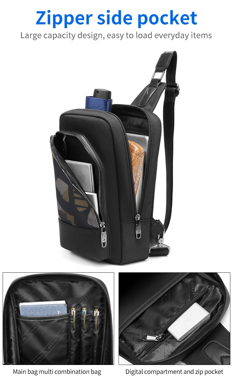 New camouflage trend fashionable one shoulder sling bag outdoor waterproof men's crossbody chest bag