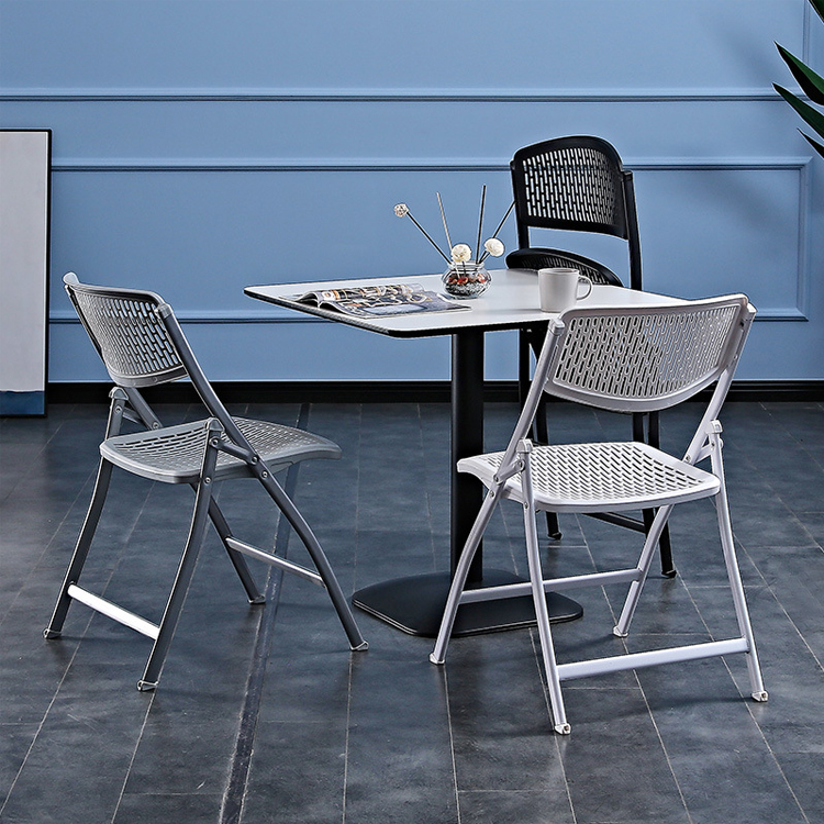 Outdoor Banquet Events Plastic Metal Foldable White Black Dining Chair for Wedding Hotel