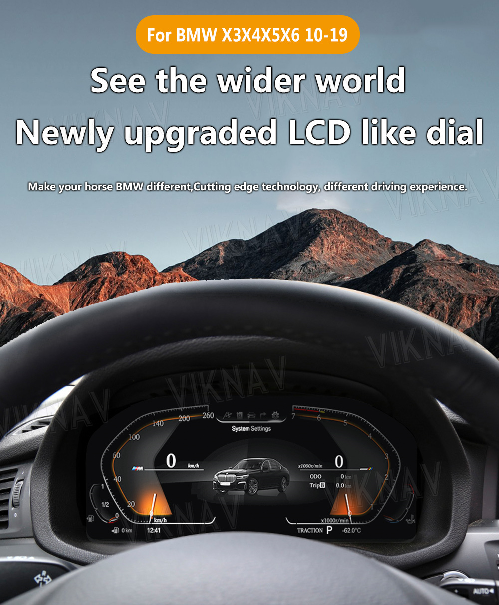 Viknav For BMW X3 X4 X5 X6 (2010-2019) 12.3 inch Car Digital Dashboard Panel Virtual Instrument Cluster LCD Speedometer