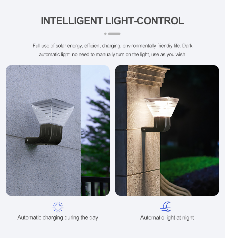 20W Square Deck to Dawn Solar Powered Wall Lights Upgraded Solar Fence Lamp 100lm