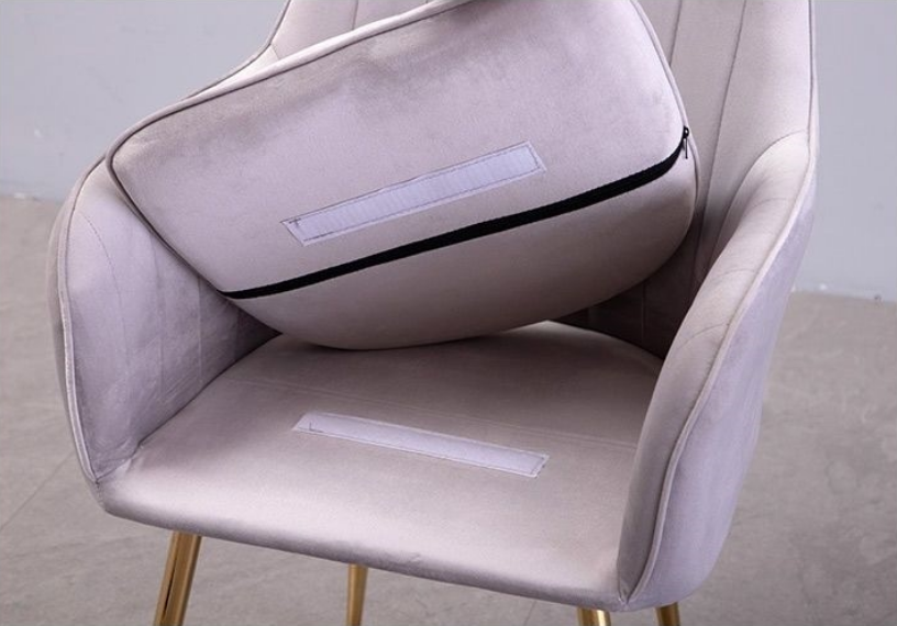 Velvet Modern Nordic Dining Chair White Green Pink Powder Coating Legs 40 Cm Width
