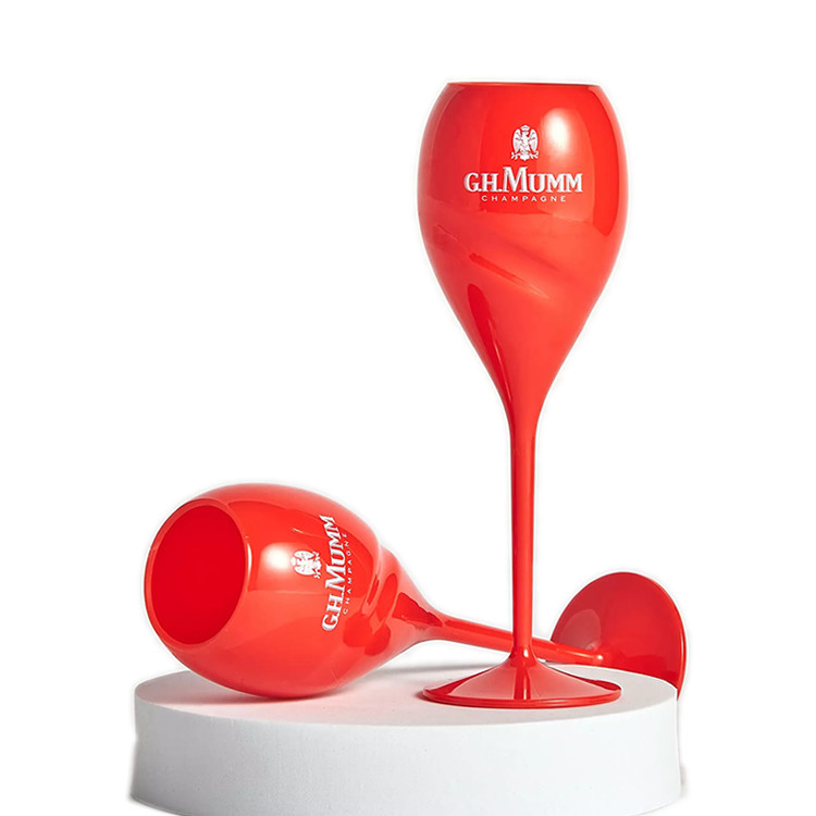 Unbreakable Acrylic G.H. Mumm Champagne Glasses Red Plastic Tulip Champagne Flutes