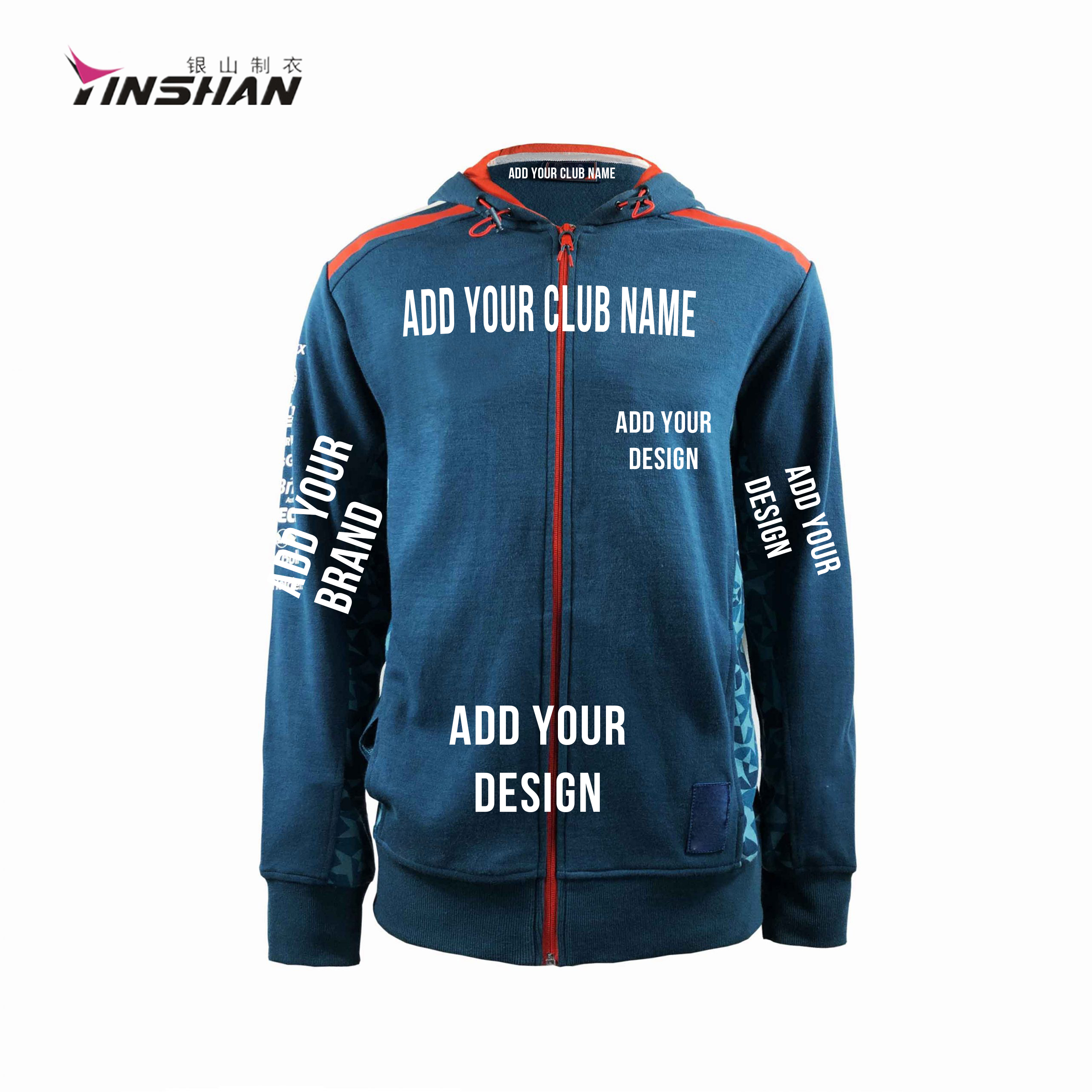 Polyester/Cotton Fleece Print Pattern Custom Logo Long Sleeve Zip Up Hoodies for Men
