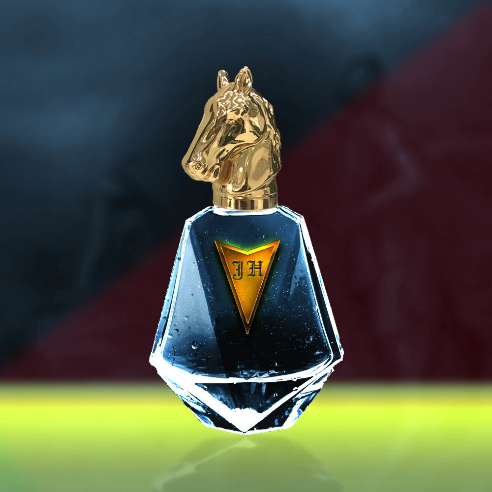 High Quality Luxury Heavy Weight 96g Zamac Horse Shape Head Perfume Bottle Cap