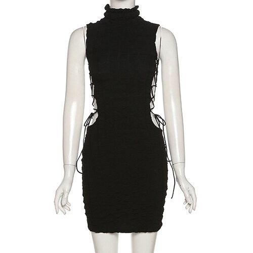 OEM maufactory Polyester Spring Summer Round Neck Sleeveless Sexy Belt European American Style