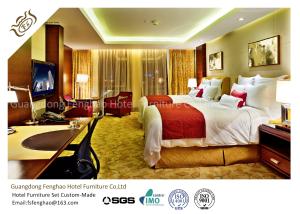 China Classical Style Ebony Wooden Finished Hotel Bedroom Furniture With Modern Twin - Bed Red Fabric Sofa Set wholesale