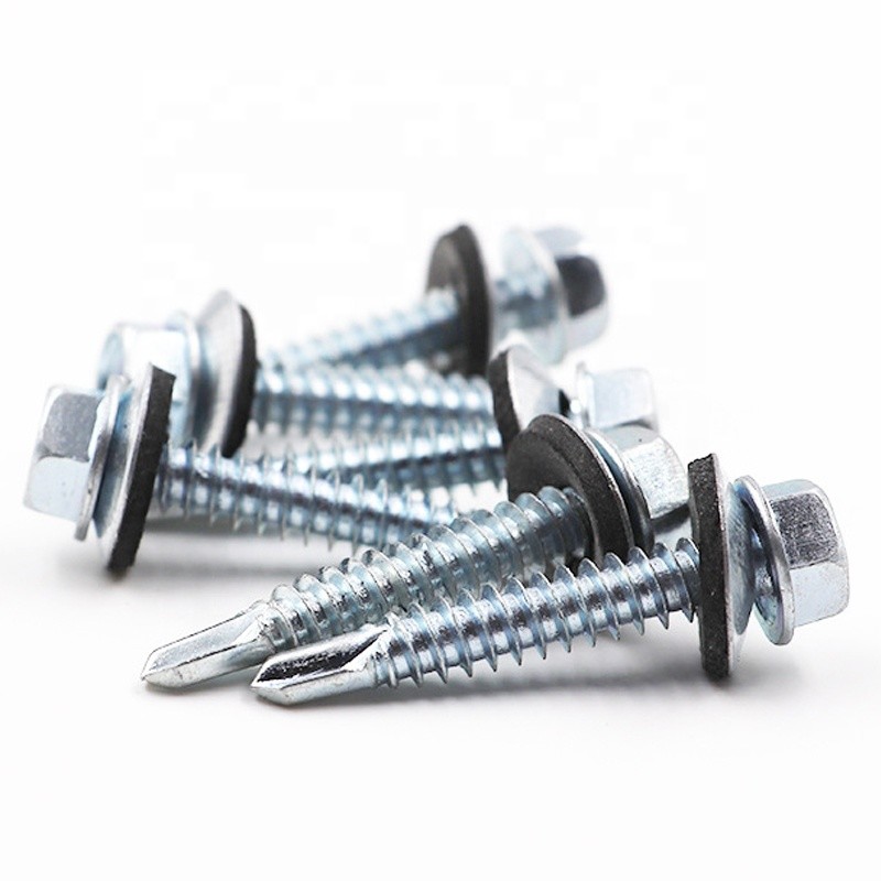Hex Head Self Drilling Screws With Rubber Washer Metal Stainless Steel Tek Screws For Roof Galvanised