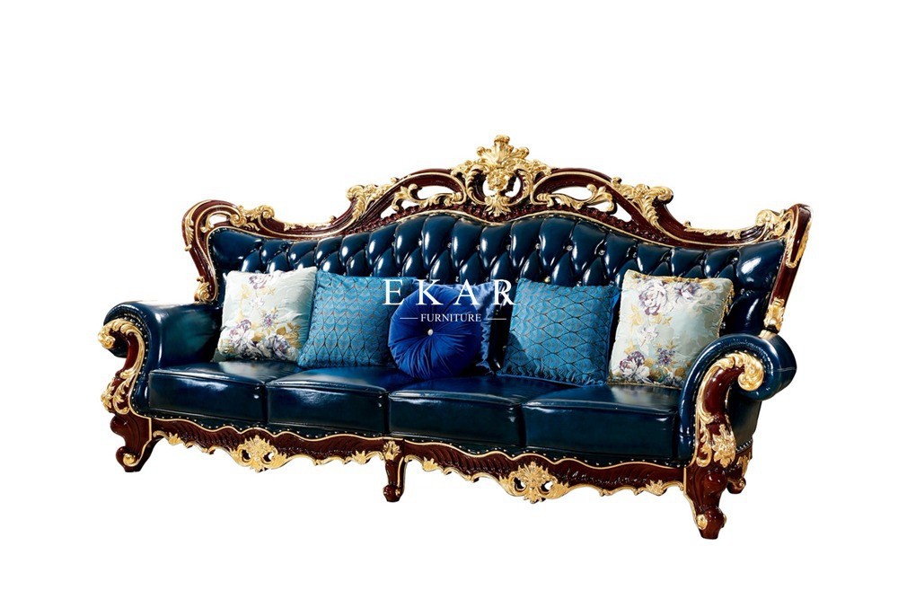 French white Wooden carved Frame Royal Furniture Classic living room Sofa Set