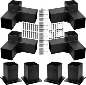 China Sturdy and Stylish Black Steel black pergola brackets for UV Protection - 4 Pack wholesale