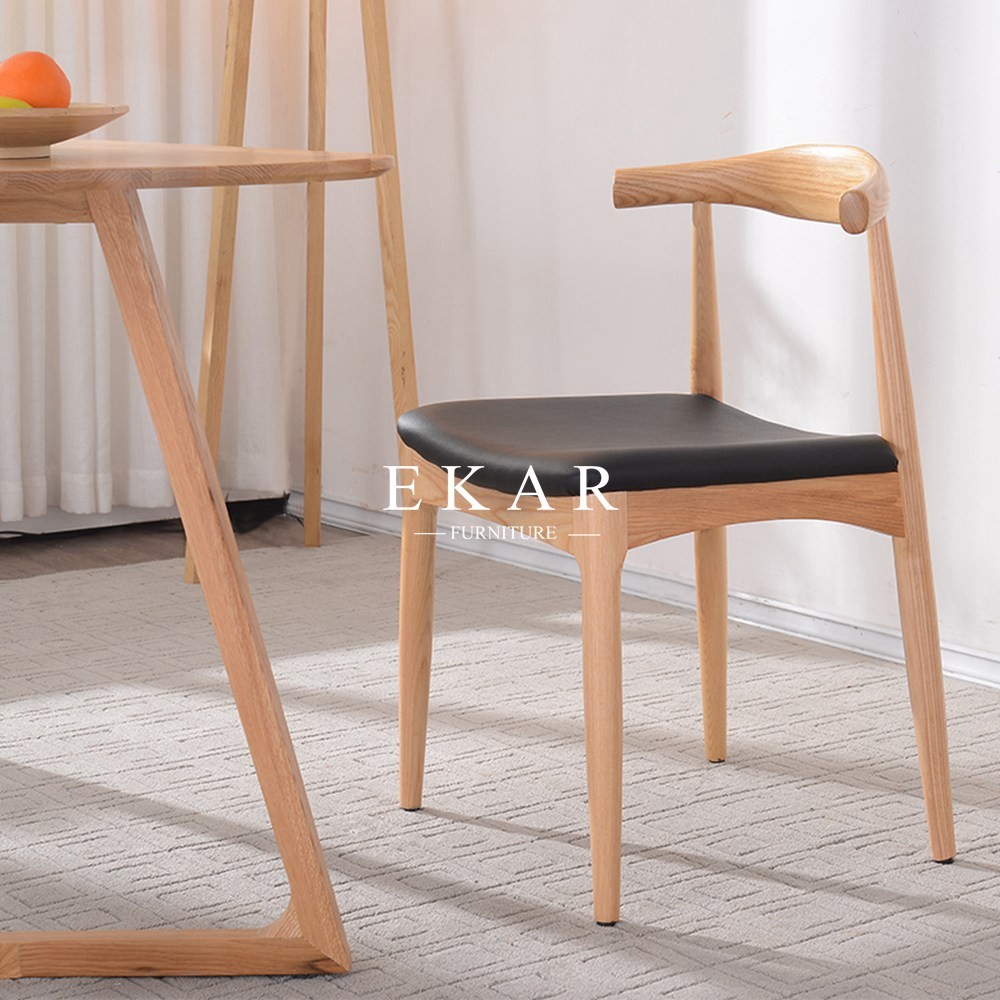 Ash Wood Armchair Woven Leather Dining Funiture Modern Chair