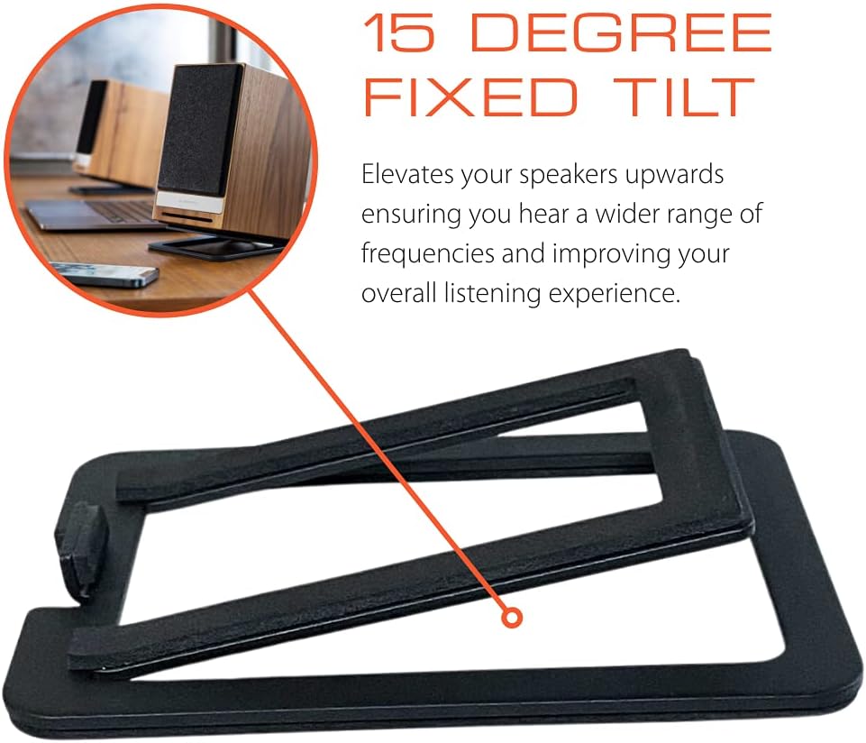 ISO9001 Rohs CE Desktop Speaker Stands for Small Speaker Tilted Tabletop Steel Computer Speaker Stands
