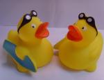 Mini Yellow Bathtub Weighted Squeezing Rubber Ducks Surfing / Swimming Design