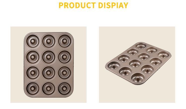 12-Piece Doughnut Cake Pan Carbon Steel Baking Tools Round Cake Mold DIY Oven Mould