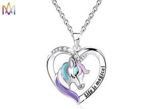 China Magical Gift Fadeless SS Rainbow Unicorn Necklace wholesale