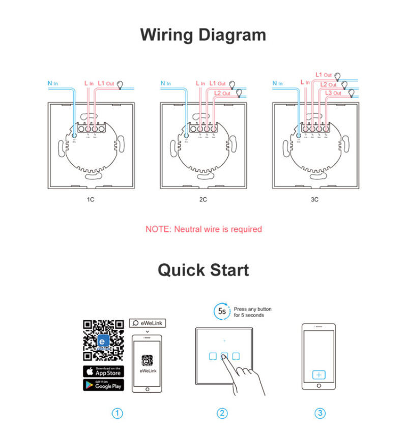 Sonoff Eu Us Uk Smart Wifi Wall Light Switch 1 2 3 Gang Touch/wifi/rf/app Remote Smart Home Wall Touch Switch Work With