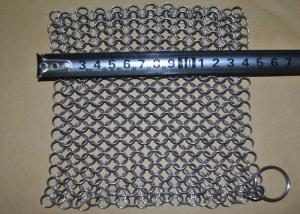 China 7''*7&quot; SS Chainmail Cast Iron Scrubber / Cleaner , Polishing Surface Treatment wholesale