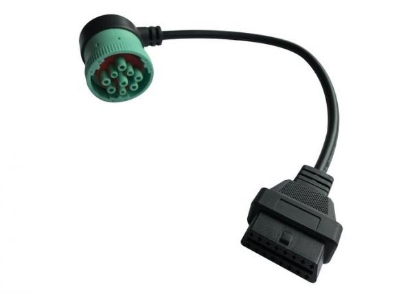 Quality Right Angle Green J1939 Deutsch 9-Pin Female to J1962 OBD2 16 Pin Female Cable for sale