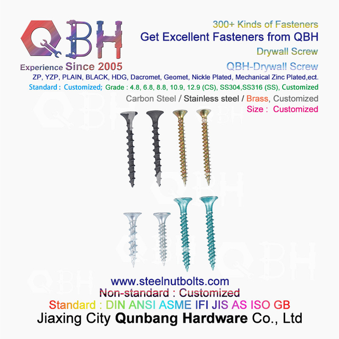 QBH 3.5*25 Black Phosphating Drywall Self-Tapping Bugle Head Double/Single Threaded Carbon Steel Dry Wall Screws