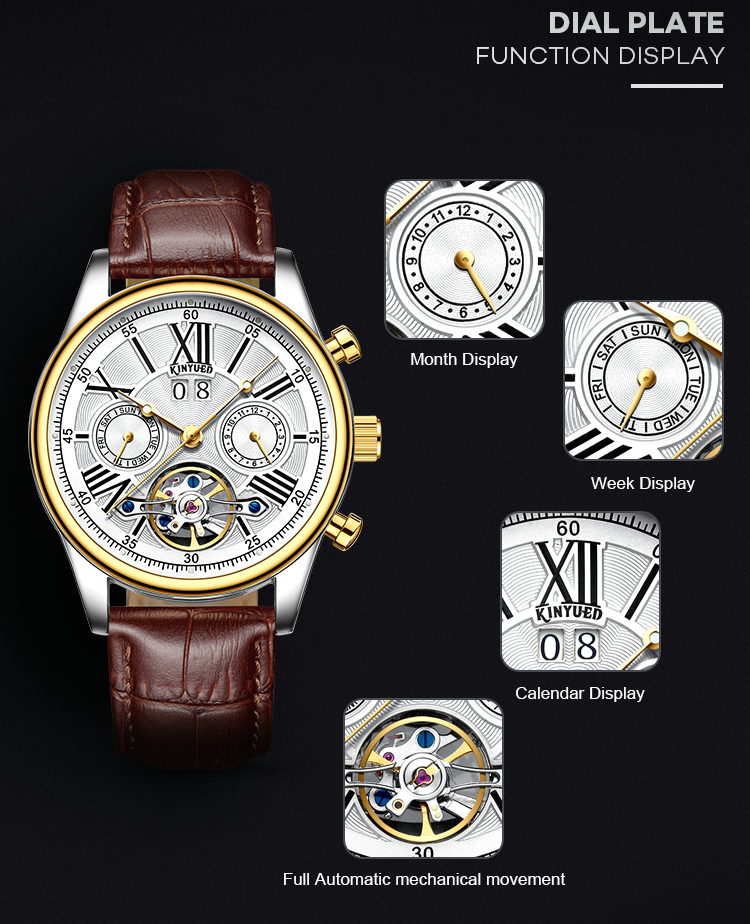 Brand KINYUED 3 ATM Watch Manufacture Luxury automatic mechanical automatic mechanical men watch