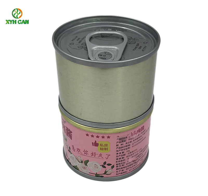 Easy Open Tuna Packaging Metal Round Tin Containers With Lids