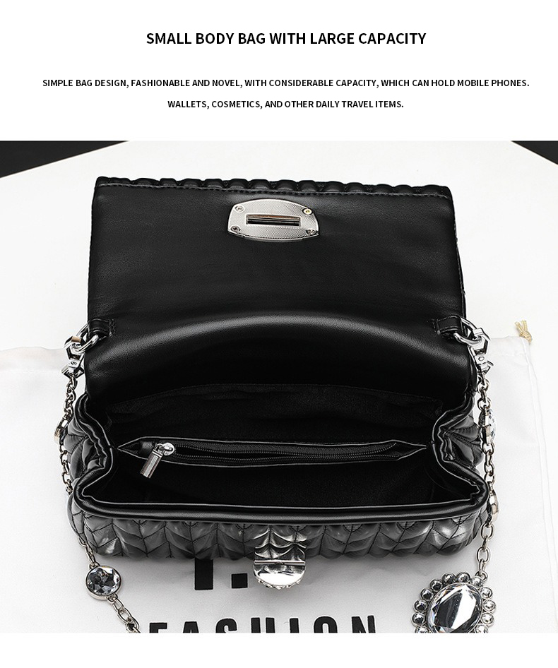 OEM/ODM Fashion Shoulder Bag Mini Crossbody Bag Chain Diamond Female Handbags Sheepskin Casual Ladies Bags