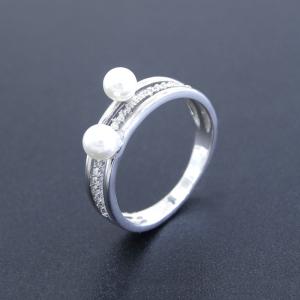 China Unusual Shape Natural Freshwater Cultured Pearl Ring Pure 925 Silver wholesale