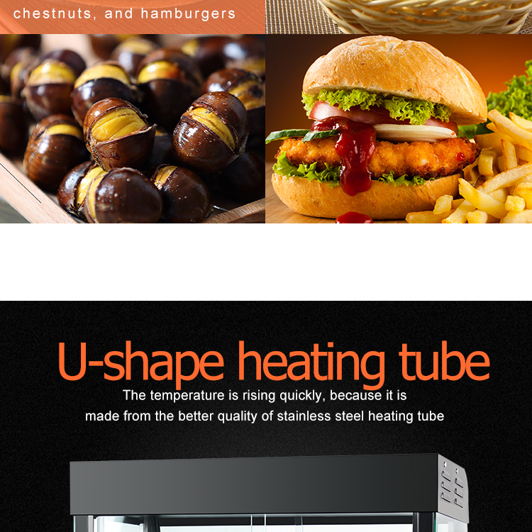 Commercial Restaurant Food Display Warmer Showcase in Black 51kg Weight
