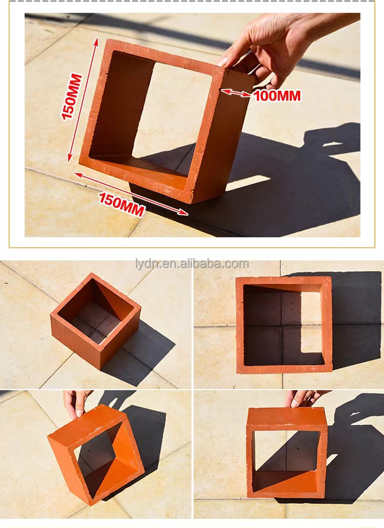 Terracotta Wall Breeze Blocks Heat Insulation 800 Centigrade Red Brick School Building Decoration Material