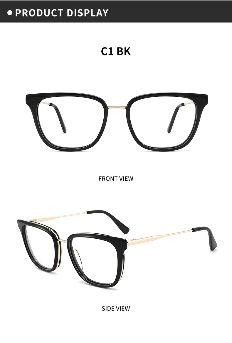 Customize Logo Acetate Metal Glasses Frames , Cateye Clear Glasses For Women