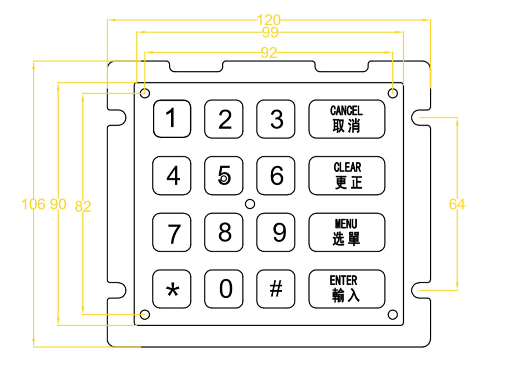 Black Panel Backlit Numeric Keyboard For Industrial Equipment 2x5 Layout