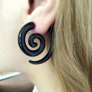 China Ethnic Black Spiral Earrings Ear Plugs Acrylic Piercing Drop Earring Punk Twister Earrings for Women wholesale