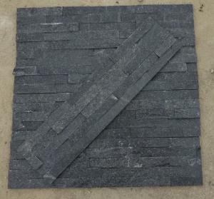 China 60x15cm Black Quartzite Stacked Stone Veneer Panels wholesale