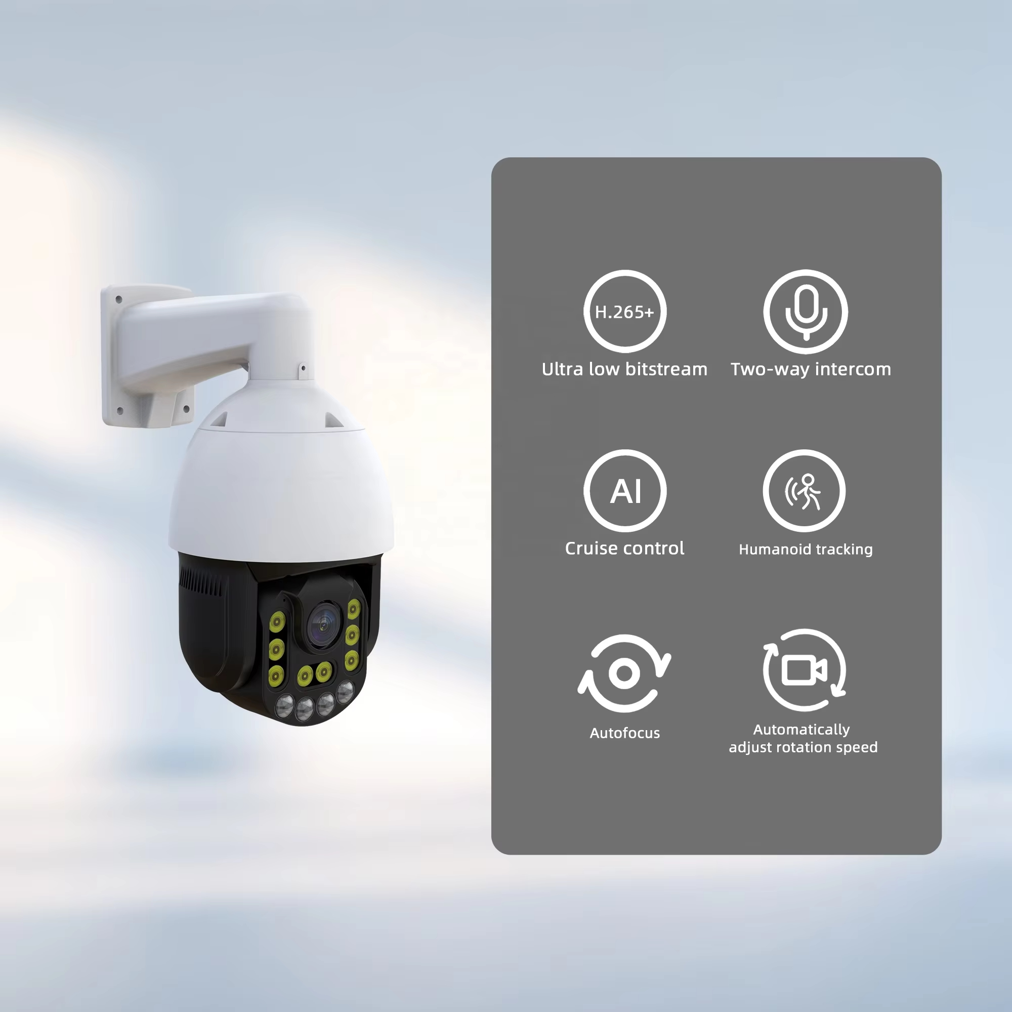 Audible Alarm Outdoor Waterproof Wired Ptz Intelligent Poe Ai Smart Colorful Night Camera IP CCTV Camera