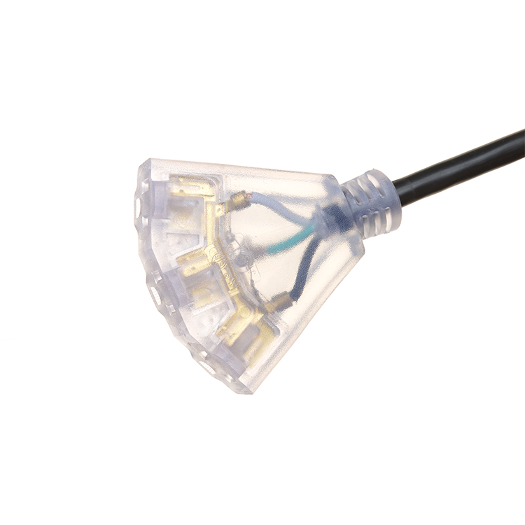 Heavy Duty 3 Prong Grounded Plug Extension Cable 50 Foot Outdoor with 3 Electrical Power Outlets and PVC Jacket Material