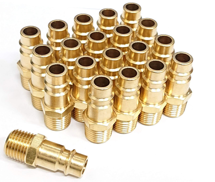 Pro High Flow Coupler & Plug Kit V-Style, 1/4 in. NPT, Solid Brass Quick Connect Air Fittings Set