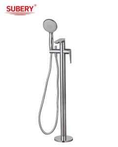 China Modern Single Lever Chrome Brass Freestanding Bathtub Faucets OEM Floor Mounted wholesale