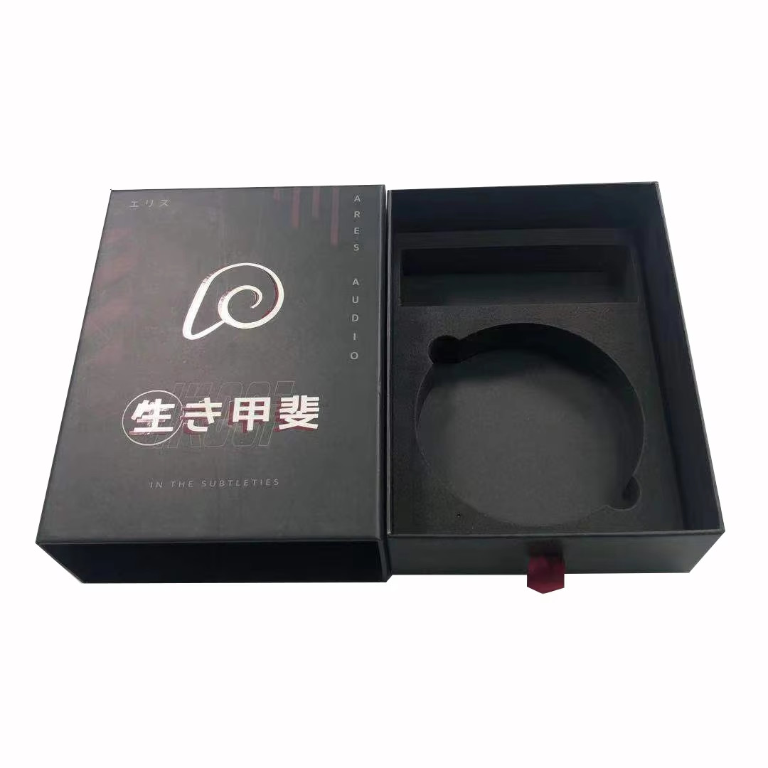 Customize Slid Drawer Paper Box Packaging Gift Box Package Black Gift Box With EVA Insert