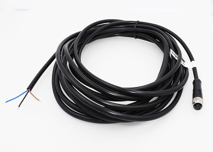 IP67 waterproof straight M8 round metal head cable assemblies with 3 core, 3 contacts circular female for industry