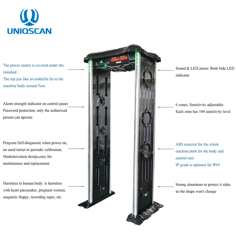 100 Sensitivity Waterproof IP65 Door Frame Metal Detector