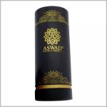 CMYK Perfume Packaging Black Paper Round Box With EVA Insert