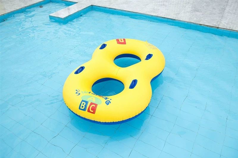 Yellow Double Inflatable Swimming Ring Pool Float For Adults Water Park Game Play
