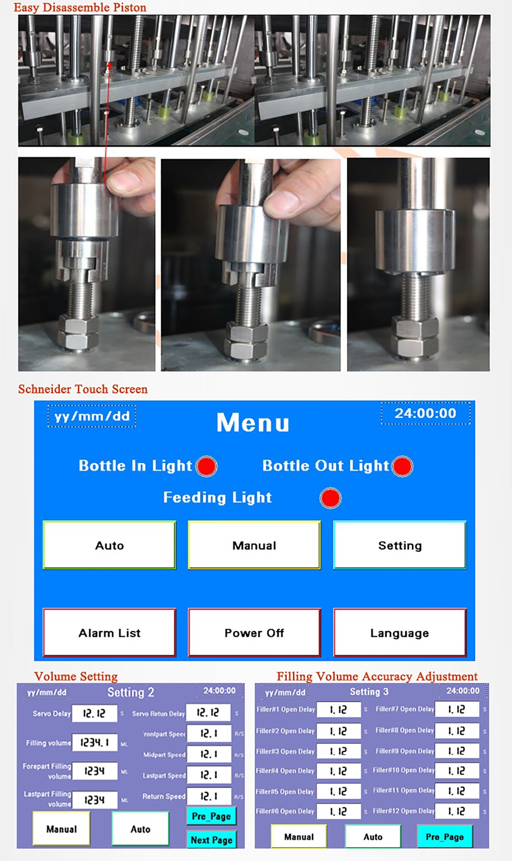 Touch Screen Air Jet Bottle Cleaning Machine Rotary Bottle Filling Line