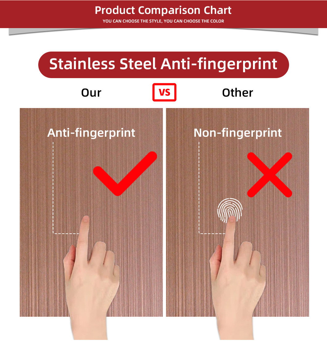 China Factory Price PVD coating Hairline Finish Fingerprint-resistant Stainless Steel Sheet
